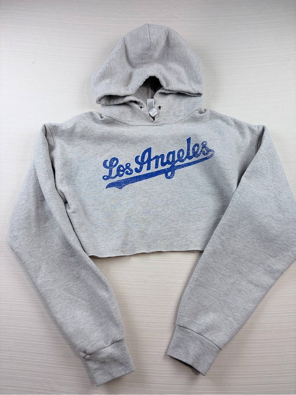 Jerzees Women’s Los Angeles Light Gray Crop top Hoodie Size M